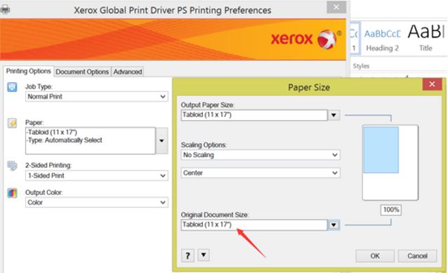 Adjusting The Paper Size When Printing To Xerox Printer Help