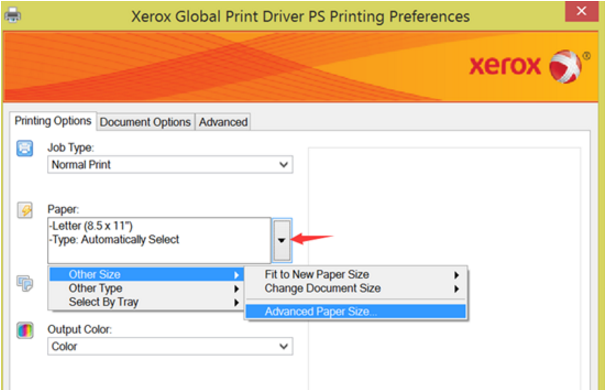 Xerox Paper Size